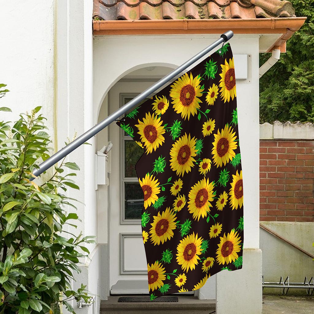 Brown Sunflower Pattern Print Polyester Flag