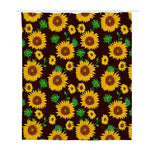 Brown Sunflower Pattern Print Polyester Shower Curtain