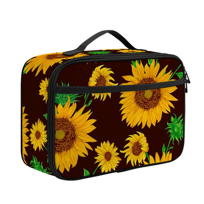 Brown Sunflower Pattern Print Portable Lunch Bag