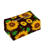 Brown Sunflower Pattern Print Rectangle Tissue Box Cover