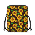 Brown Sunflower Pattern Print Rectangular Crossbody Bag