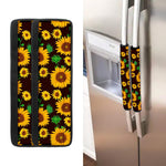 Brown Sunflower Pattern Print Refrigerator Handle Covers