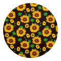 Brown Sunflower Pattern Print Round Blanket