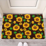 Brown Sunflower Pattern Print Rubber Doormat