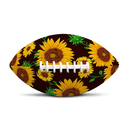 Brown Sunflower Pattern Print Rugby Ball