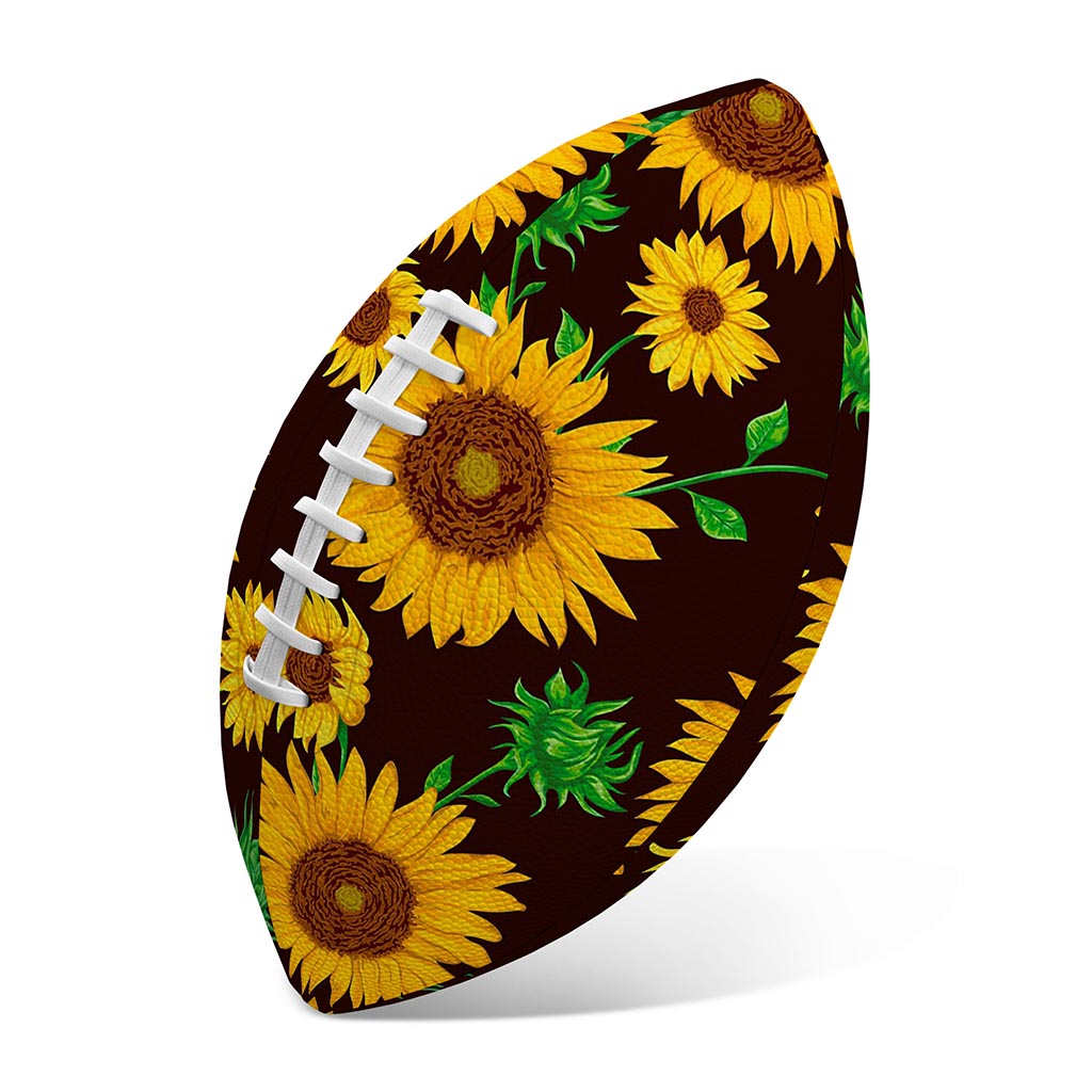 Brown Sunflower Pattern Print Rugby Ball