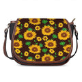Brown Sunflower Pattern Print Saddle Bag