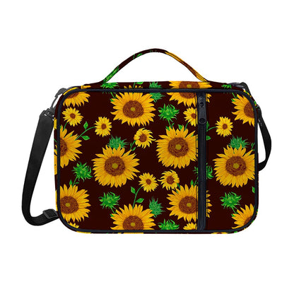 Brown Sunflower Pattern Print Shoulder Strap Bible Bag
