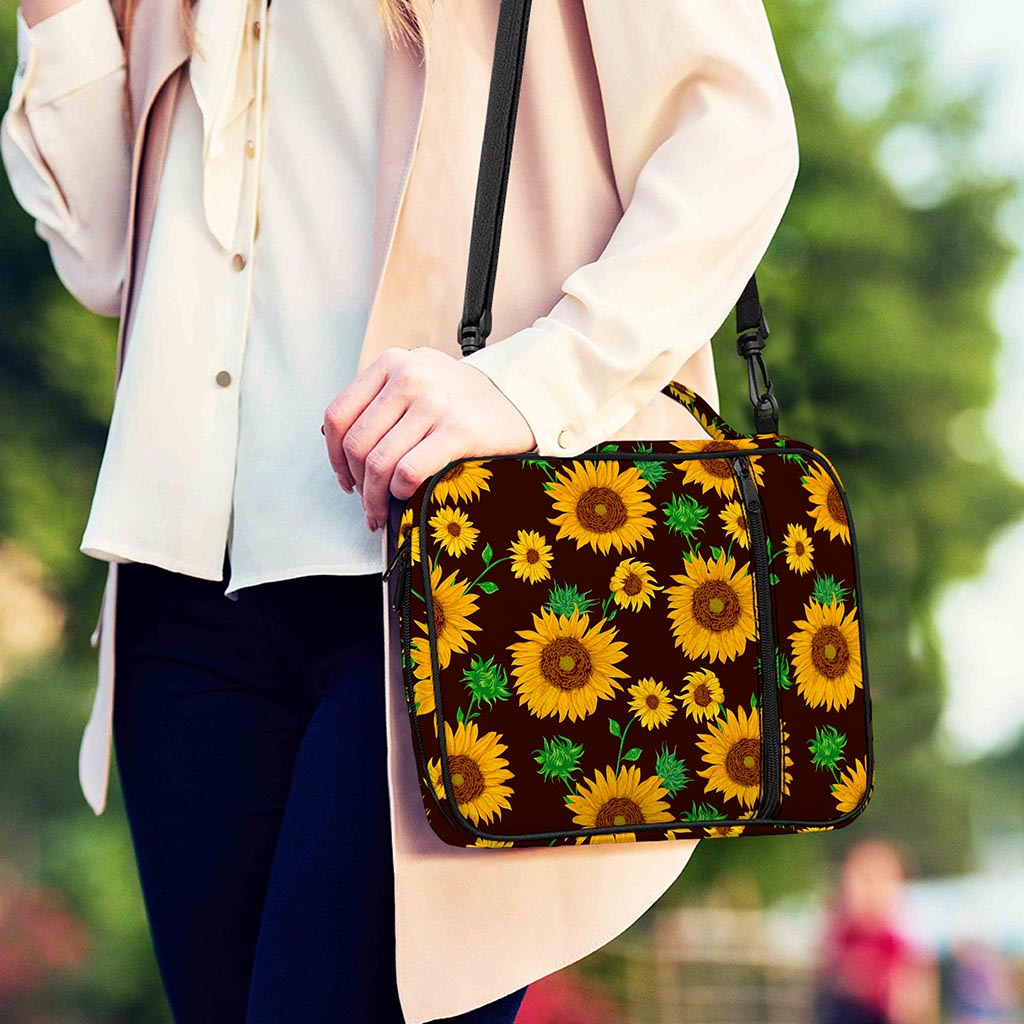 Brown Sunflower Pattern Print Shoulder Strap Bible Bag