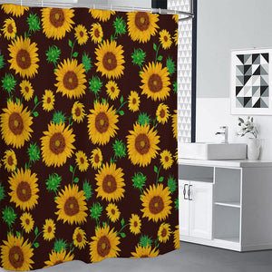 Brown Sunflower Pattern Print Shower Curtain