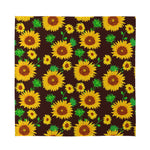 Brown Sunflower Pattern Print Silk Bandana
