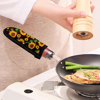 Brown Sunflower Pattern Print Skillet Handle Cover