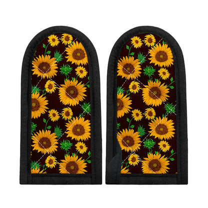 Brown Sunflower Pattern Print Skillet Handle Cover