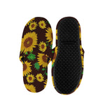 Brown Sunflower Pattern Print Slippers