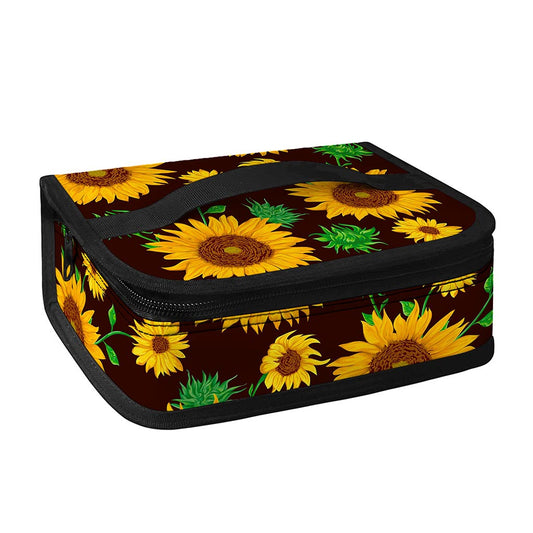 Brown Sunflower Pattern Print Small Lunch Bag
