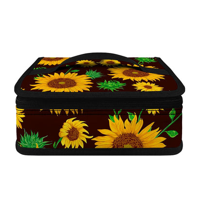Brown Sunflower Pattern Print Small Lunch Bag