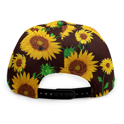 Brown Sunflower Pattern Print Snapback Cap