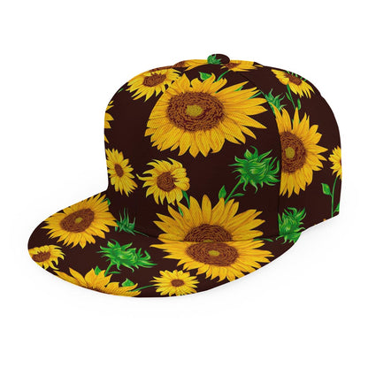 Brown Sunflower Pattern Print Snapback Cap