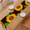 Brown Sunflower Pattern Print Table Runner