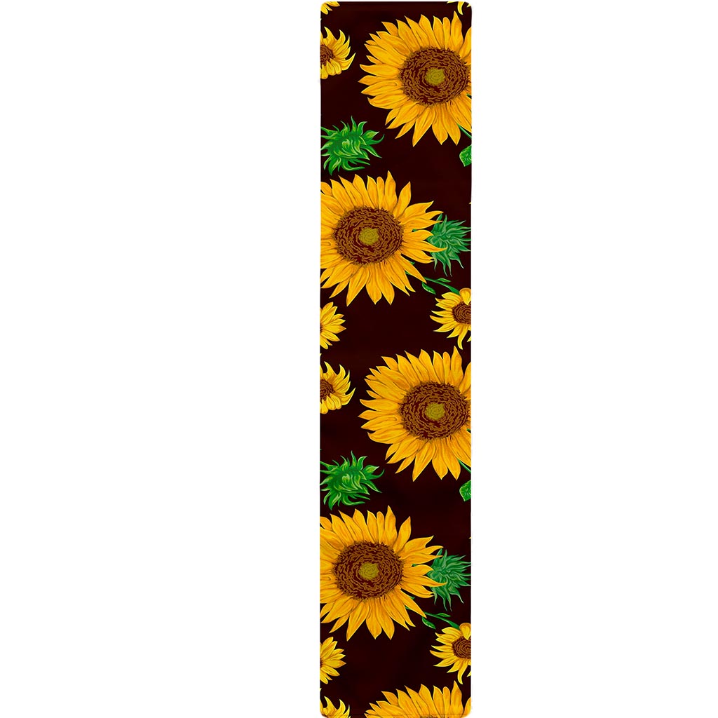 Brown Sunflower Pattern Print Table Runner
