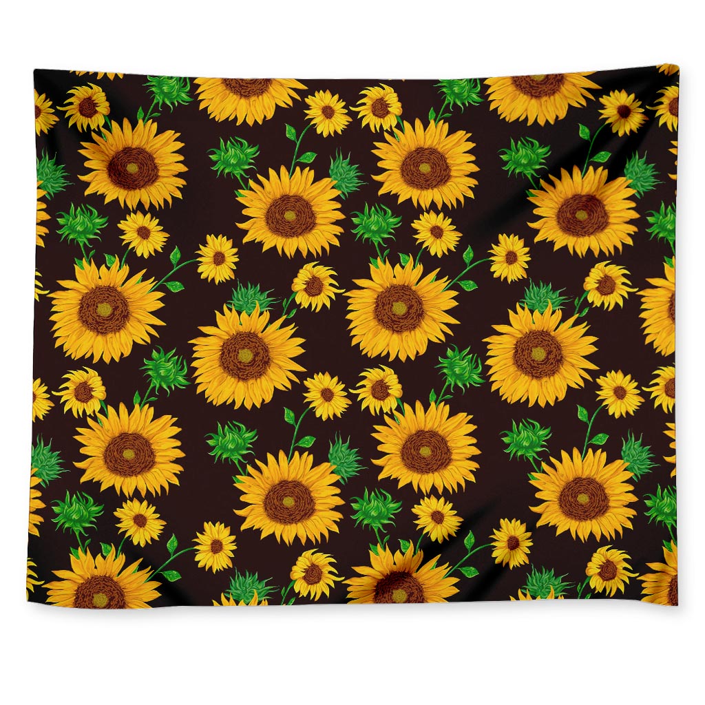 Brown Sunflower Pattern Print Tapestry