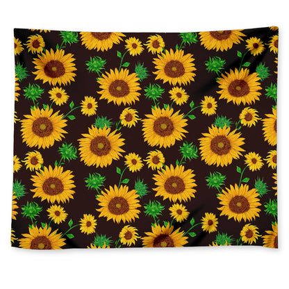 Brown Sunflower Pattern Print Tapestry