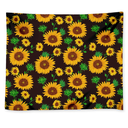 Brown Sunflower Pattern Print Tapestry