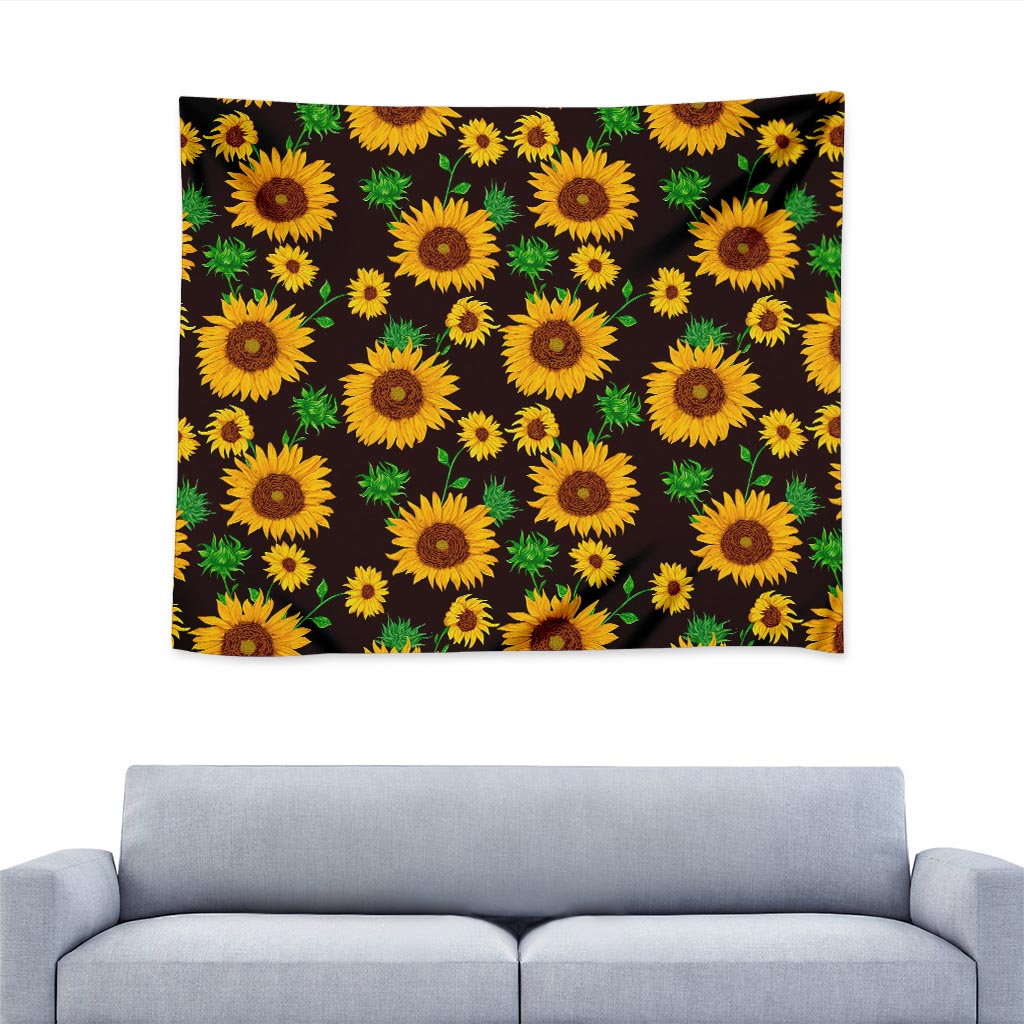 Brown Sunflower Pattern Print Tapestry