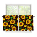 Brown Sunflower Pattern Print Tier Curtains