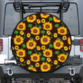 Brown Sunflower Pattern Print Tire Cover