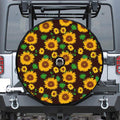 Brown Sunflower Pattern Print Tire Cover With Camera Hole