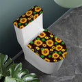 Brown Sunflower Pattern Print Toilet Lid And Tank Cover Set