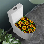 Brown Sunflower Pattern Print Toilet Lid Cover