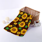 Brown Sunflower Pattern Print Towel