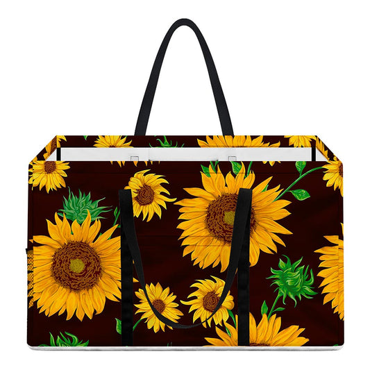 Brown Sunflower Pattern Print Utility Tote Bag