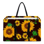 Brown Sunflower Pattern Print Utility Tote Bag