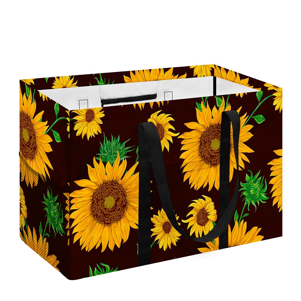 Brown Sunflower Pattern Print Utility Tote Bag