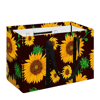 Brown Sunflower Pattern Print Utility Tote Bag