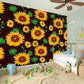 Brown Sunflower Pattern Print Wall Sticker