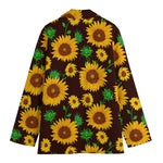 Brown Sunflower Pattern Print Women's Blazer
