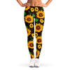 Brown Sunflower Pattern Print Women's Leggings