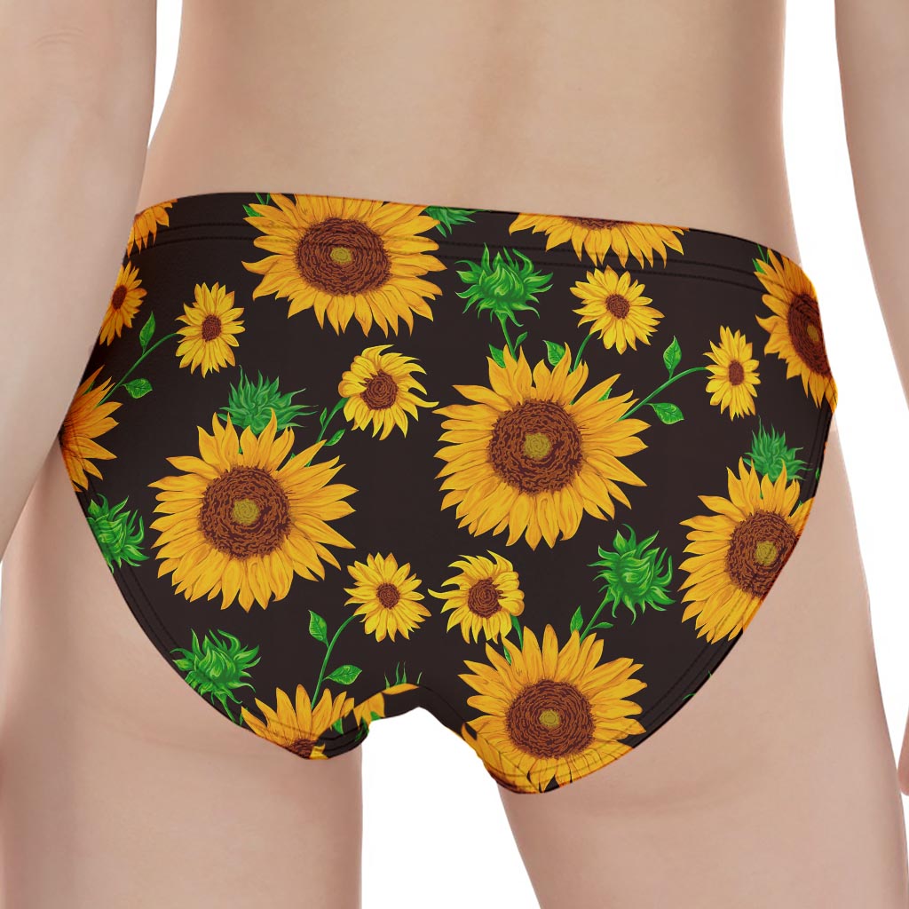 Brown Sunflower Pattern Print Women's Panties