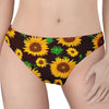 Brown Sunflower Pattern Print Women's Thong