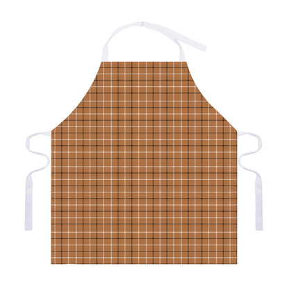 Brown Tattersall Pattern Print Adjustable Apron