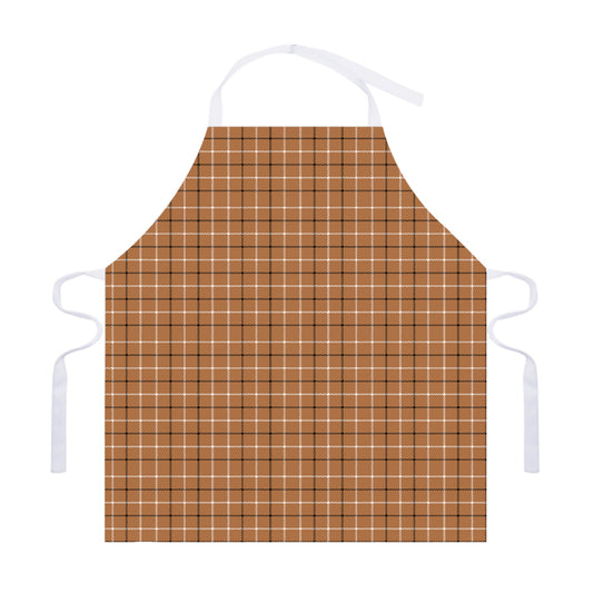 Brown Tattersall Pattern Print Adjustable Apron