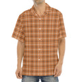 Brown Tattersall Pattern Print Aloha Shirt