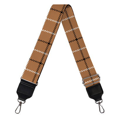 Brown Tattersall Pattern Print Bag Strap