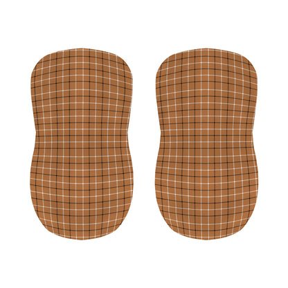 Brown Tattersall Pattern Print Bar Stool Covers