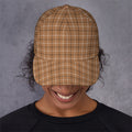 Brown Tattersall Pattern Print Baseball Cap