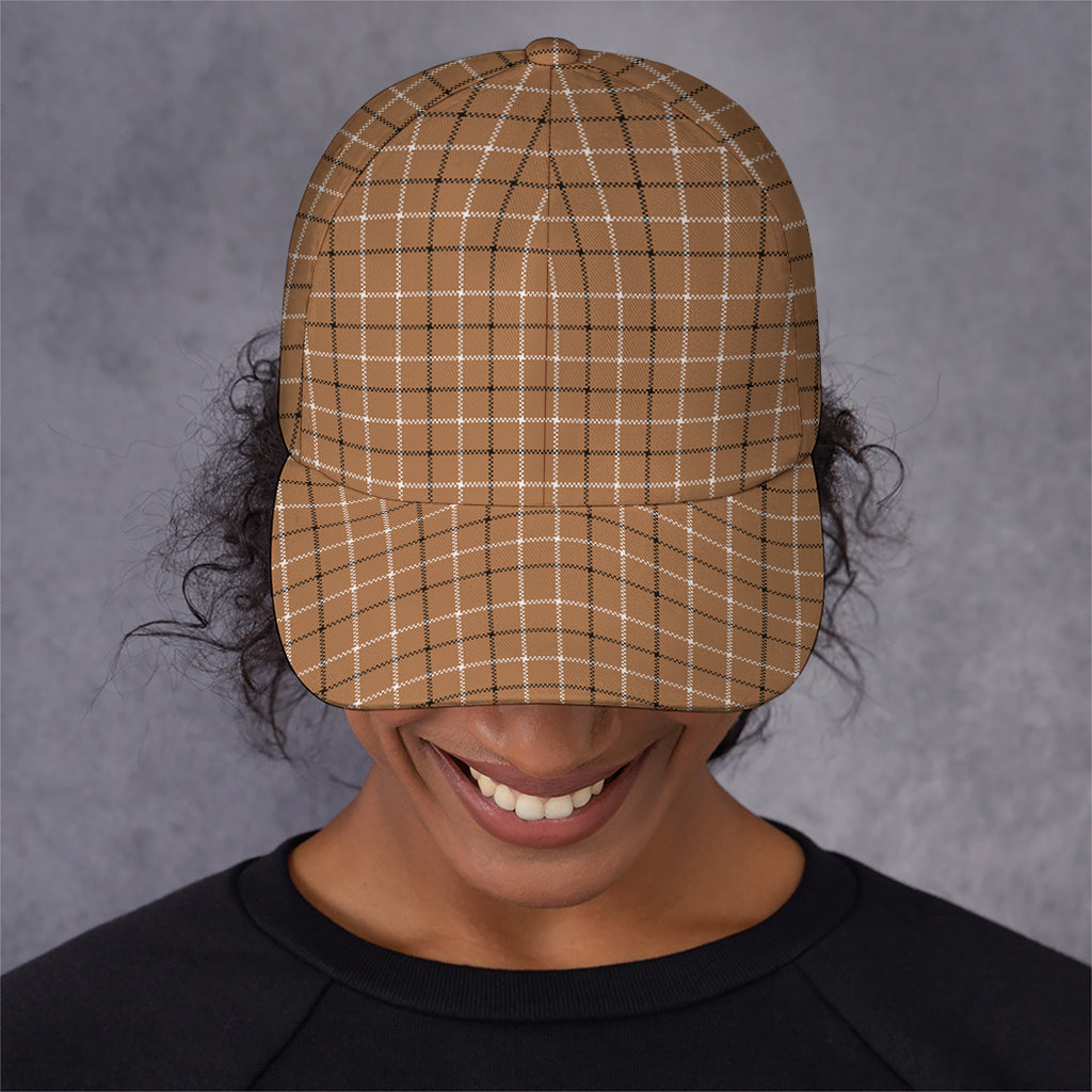 Brown Tattersall Pattern Print Baseball Cap